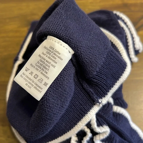 Janie and Jack Ruffle Top Floral Embroidered Blue White Stripe 12-18 months - Picture 4 of 4